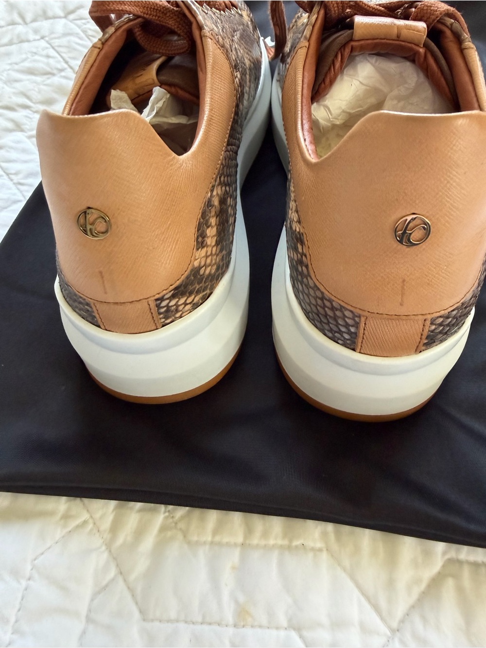 Women's Brown Snake-Print Low-Top Lace-Up Sneakers - Picture 4 of 7